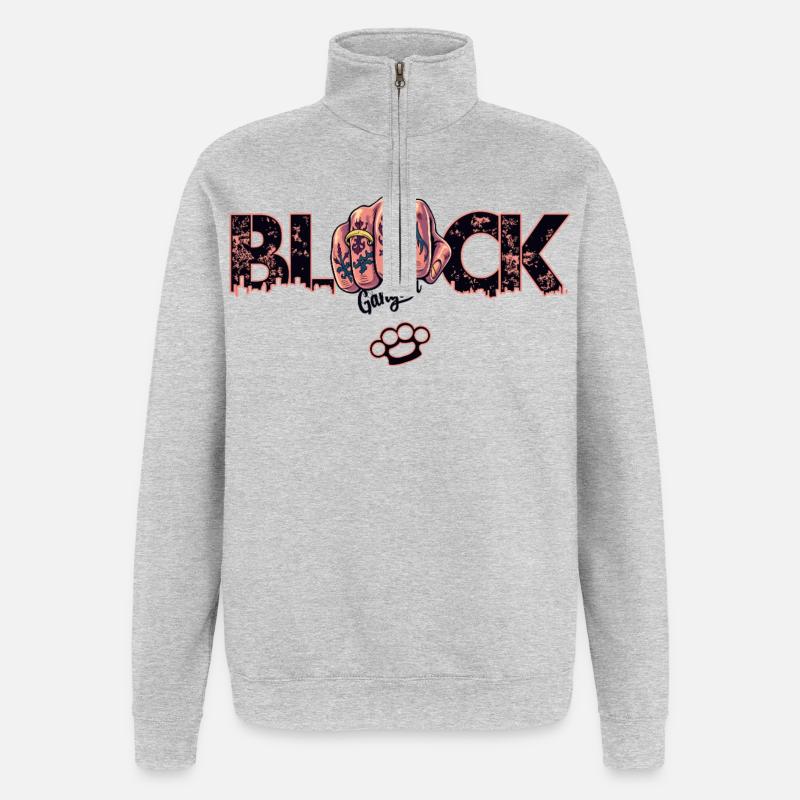 Block Gangster - Quarter-Zip Sweatshirt - heather grey