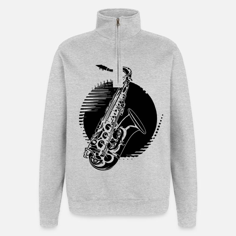 Saxophone Drawing - Quarter-Zip Sweatshirt - heather grey