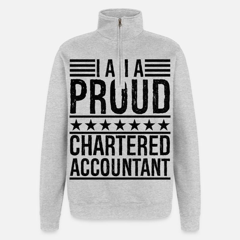 I am a proud chartered accountant - Quarter-Zip-Sweatshirt - Grau meliert