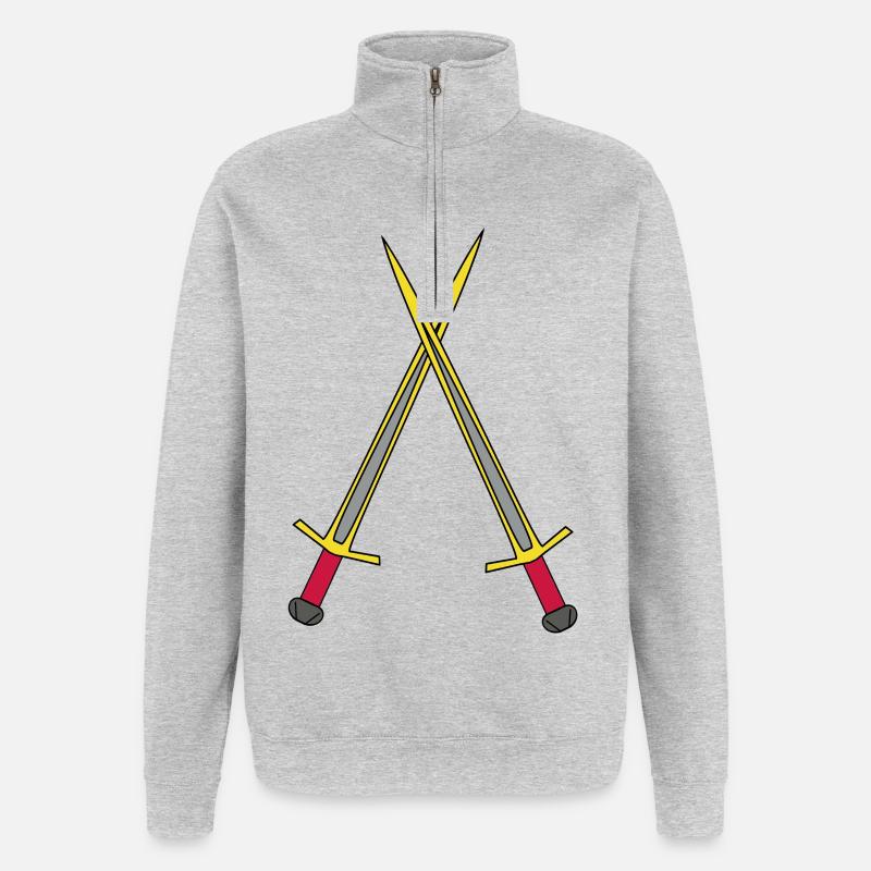 Schwert Ritter Mittelalter Krieger Schwerter - Quarter-Zip-Sweatshirt - Grau meliert