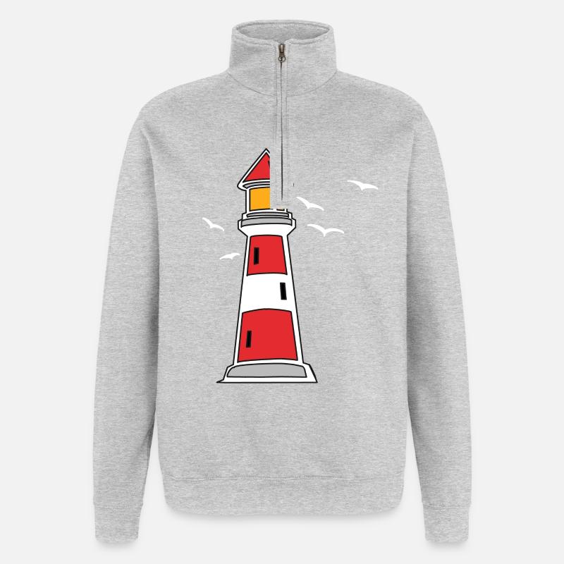 Leuchtturm See Küste maritim - Quarter-Zip-Sweatshirt - Grau meliert