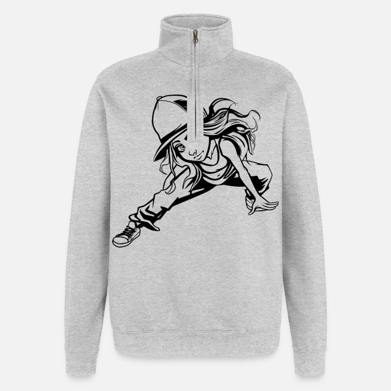 Breakdance Mädchen - Quarter-Zip-Sweatshirt - Grau meliert