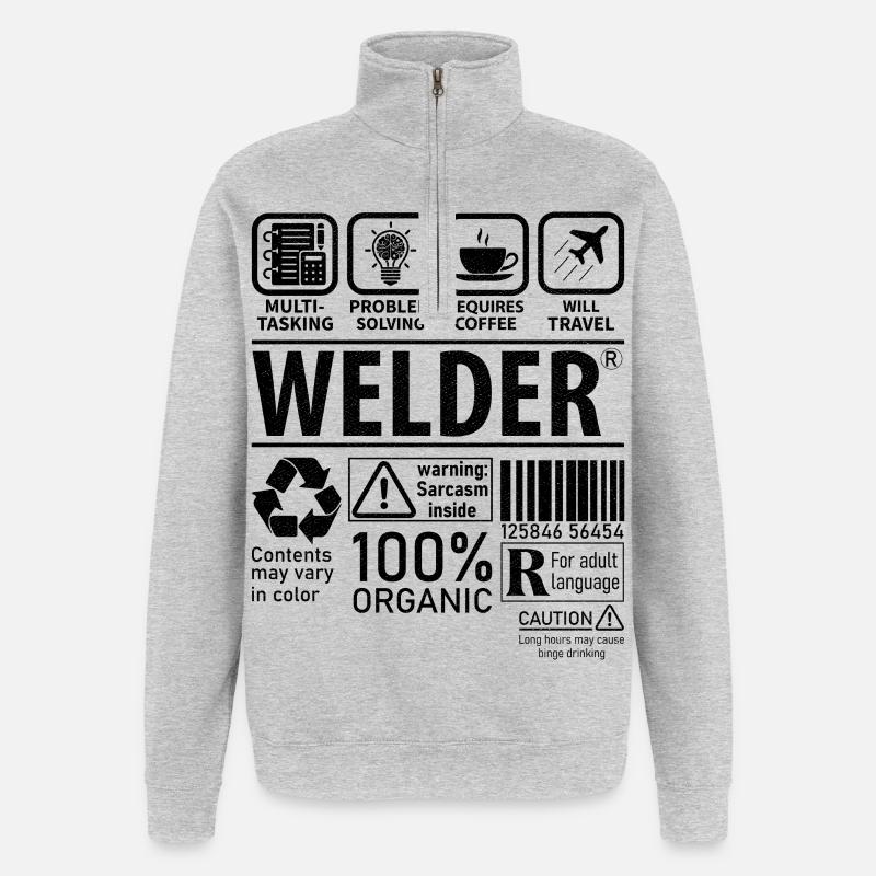 Welder multi tasking problem solving requires - Quarter-Zip Sweatshirt - heather grey