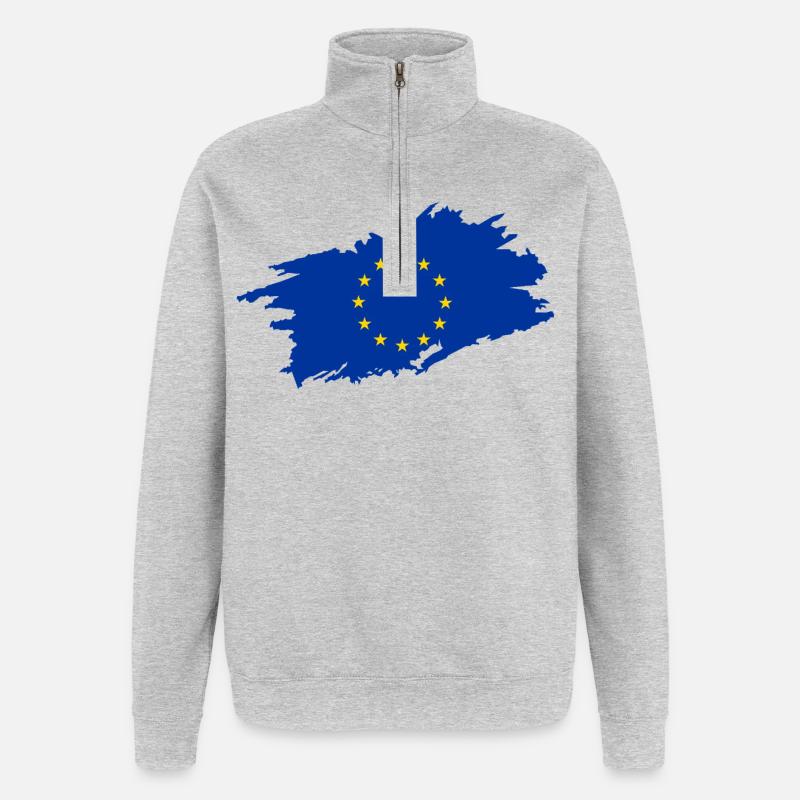 Drapeau de l’Union européenne - Sweat à zip 1/4 - gris chiné