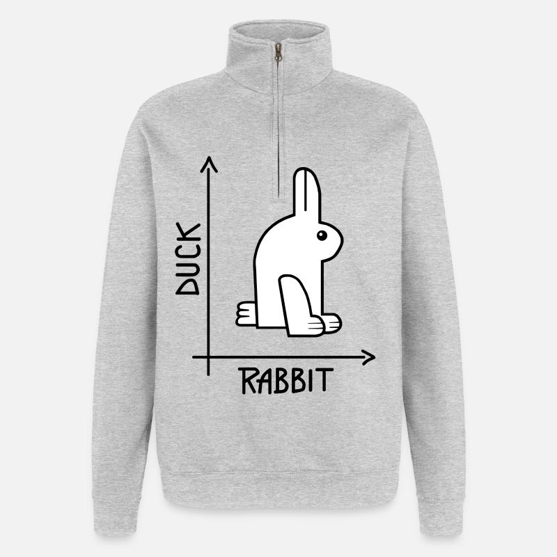 Canard ou lapin Illusion d’optique - Sweat à zip 1/4 - gris chiné