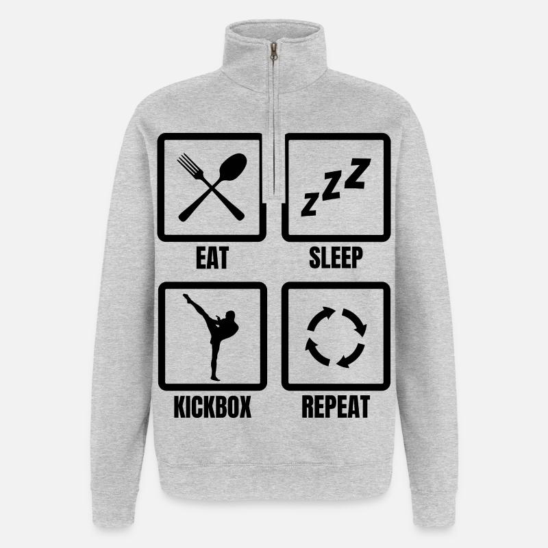 Routine quotidienne pour les kickboxeurs - Sweat à zip 1/4 - gris chiné