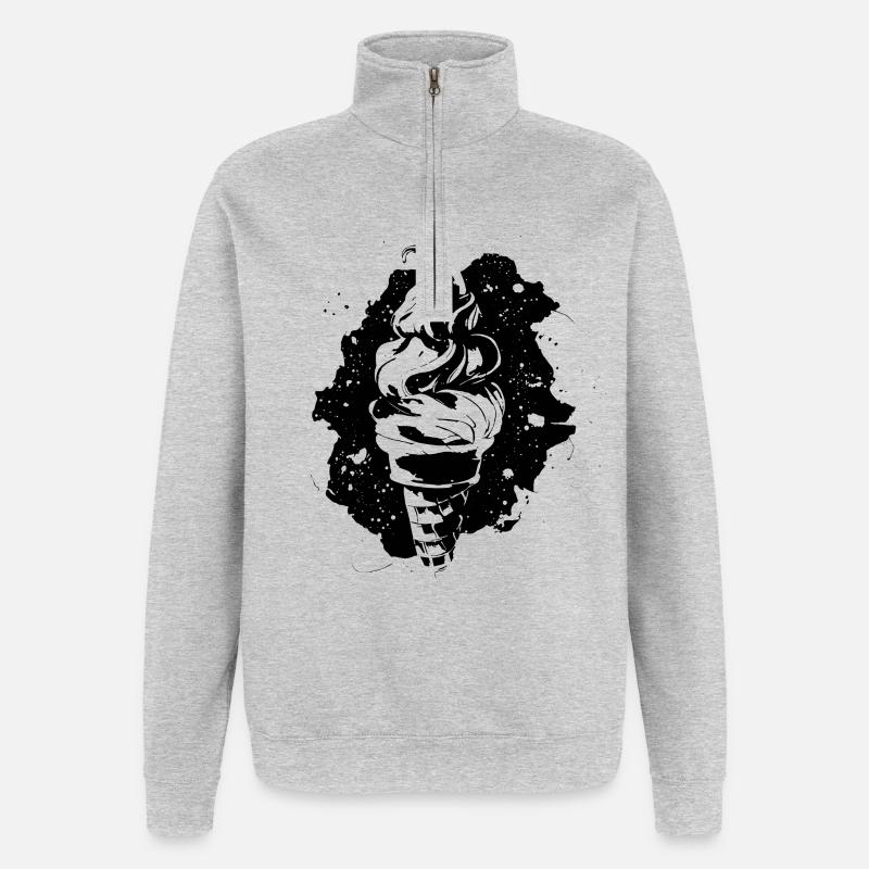 Softeis Zeichnung - Quarter-Zip-Sweatshirt - Grau meliert