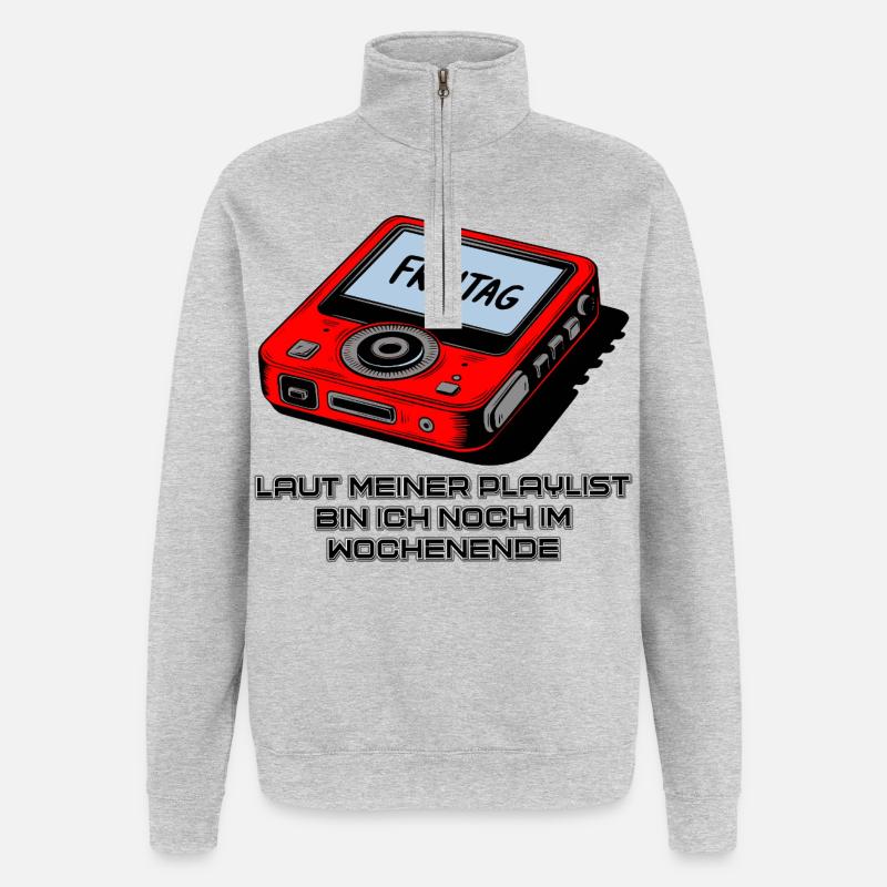 Playlist Wochenende - Quarter-Zip-Sweatshirt - Grau meliert