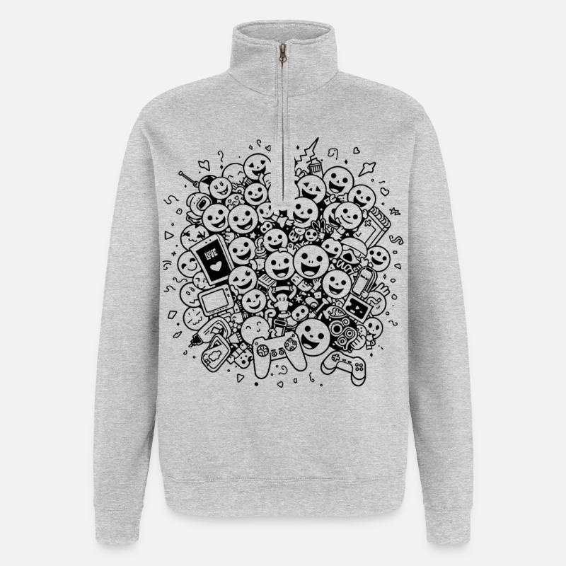 Zocker Generation - Quarter-Zip-Sweatshirt - Grau meliert