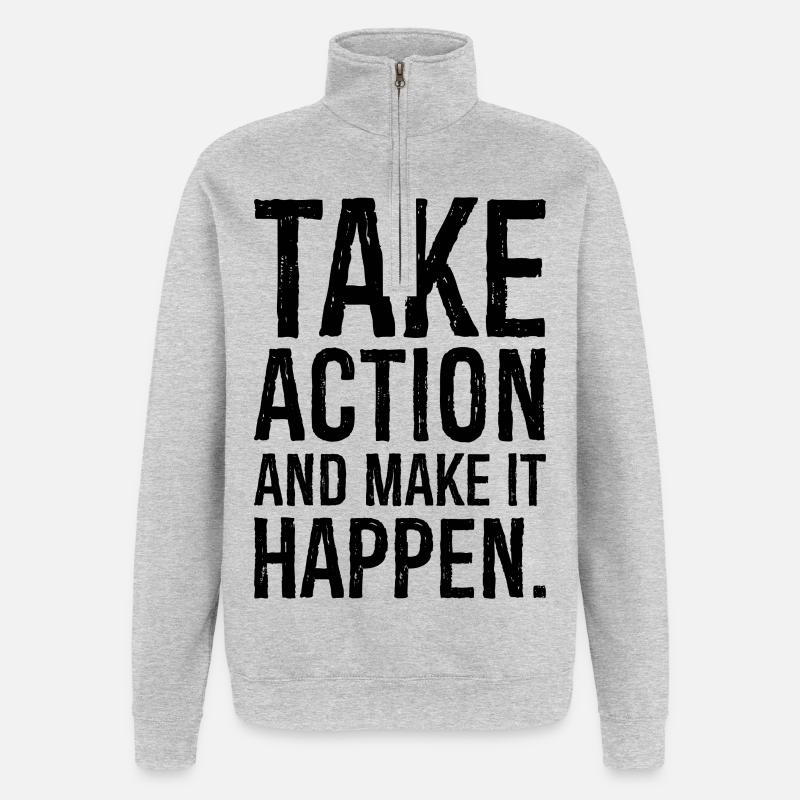Passez à l’action et concrétisez-vous - Sweat à zip 1/4 - gris chiné
