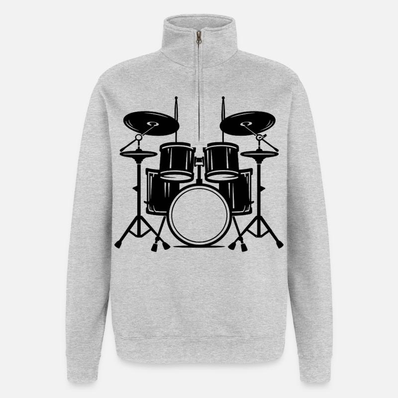 Schlagzeug - Quarter-Zip-Sweatshirt - Grau meliert