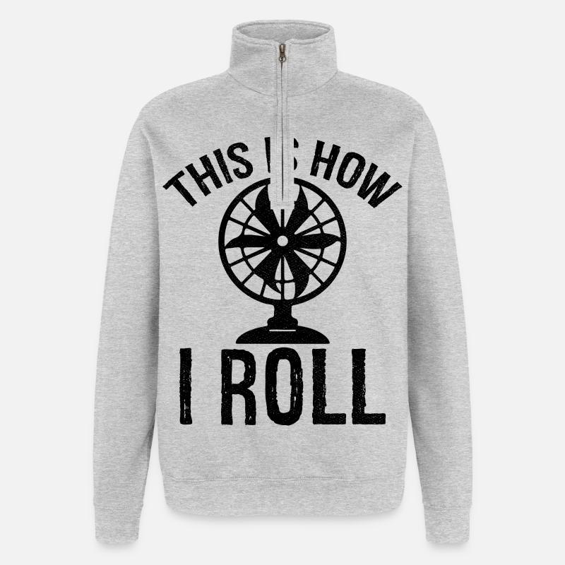 so rolle ich Tischventilator - Quarter-Zip-Sweatshirt - Grau meliert