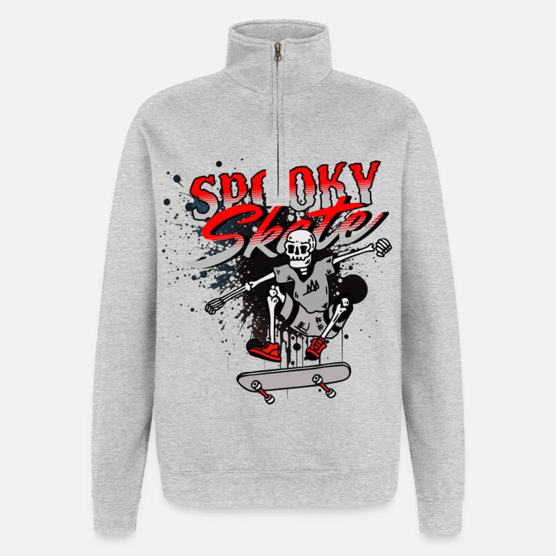 Skull Skateboard Graffiti Design - Quarter-Zip-Sweatshirt - Grau meliert