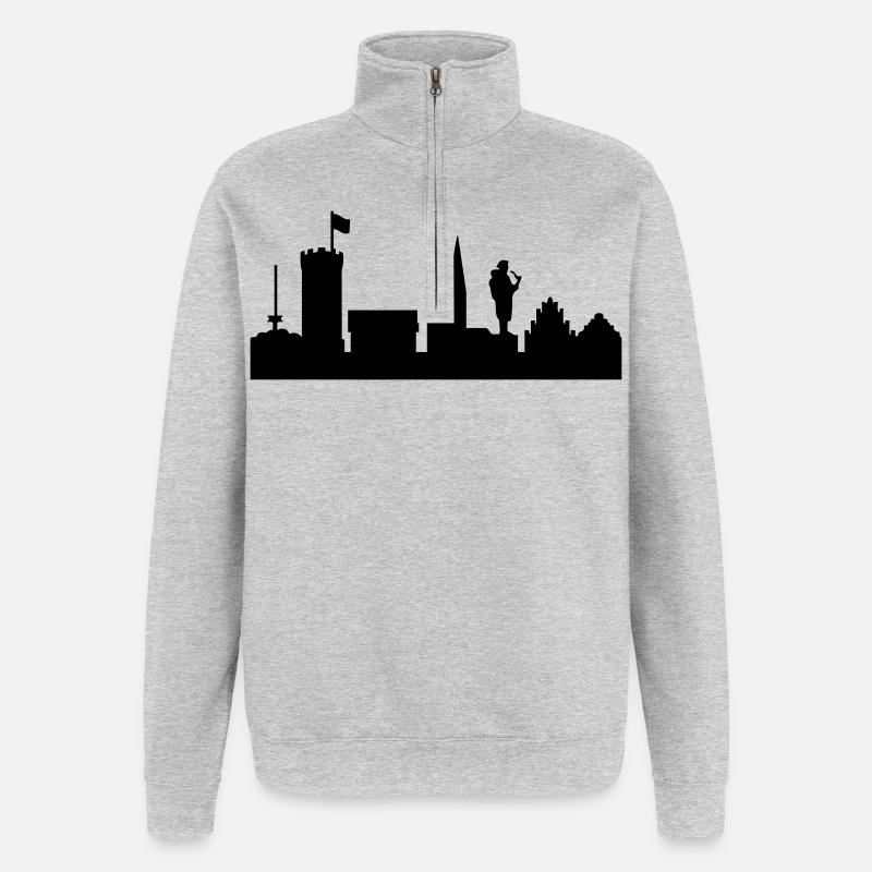 Bielefeld Skyline - Quarter-Zip-Sweatshirt - Grau meliert