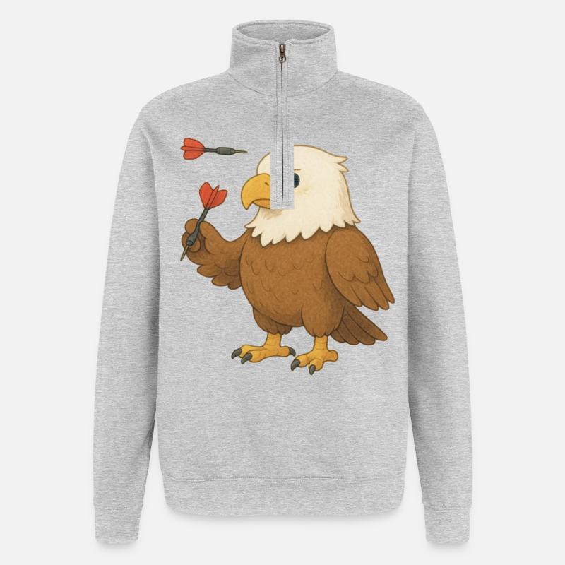 Aigle avec fléchettes - Sweat à zip 1/4 - gris chiné