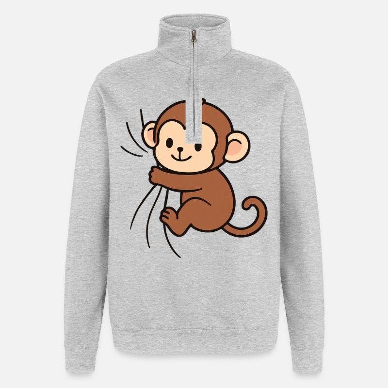 Liebes kleines Äffchen - Quarter-Zip-Sweatshirt - Grau meliert