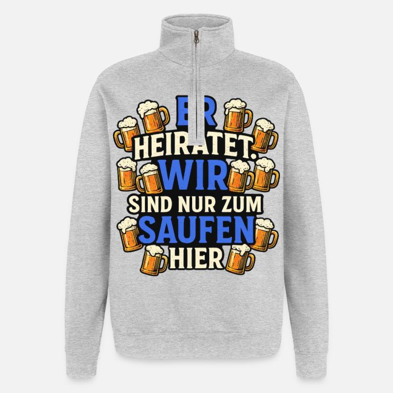 Junggesellenabschied - Quarter-Zip-Sweatshirt - Grau meliert