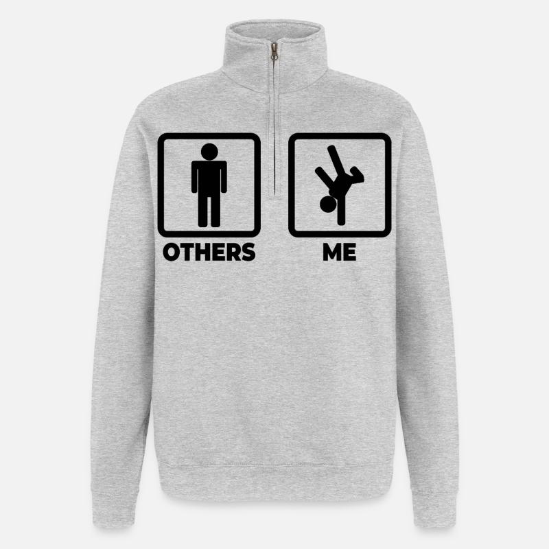 Ich als Breakdancer - Quarter-Zip-Sweatshirt - Grau meliert