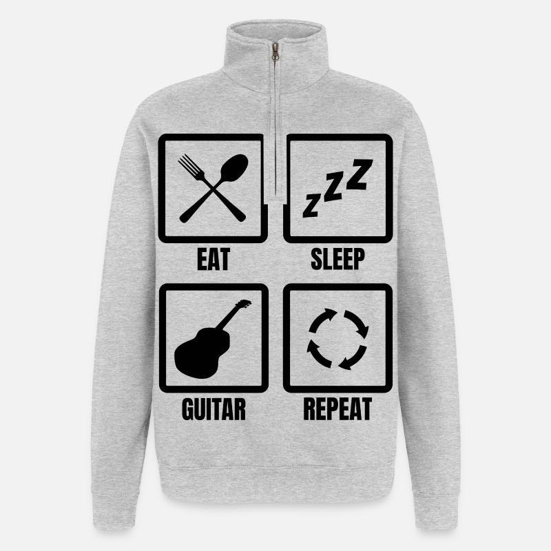 Routine du guitariste - Sweat à zip 1/4 - gris chiné