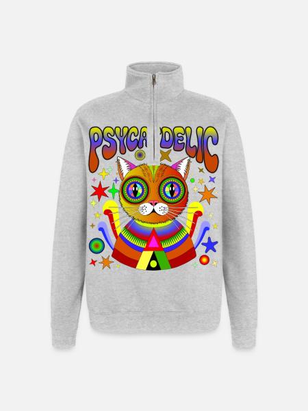 PSYCATDELIC - Quarter-Zip Sweatshirt - heather grey