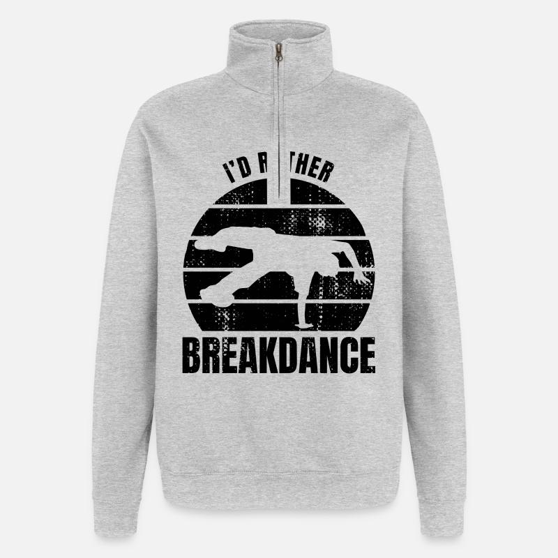 Phrase breakdancer - Sweat à zip 1/4 - gris chiné