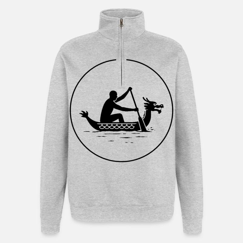 Drachenboot - Quarter-Zip-Sweatshirt - Grau meliert