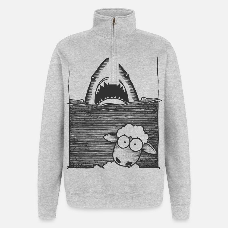Requin Mouton - Sweat à zip 1/4 - gris chiné
