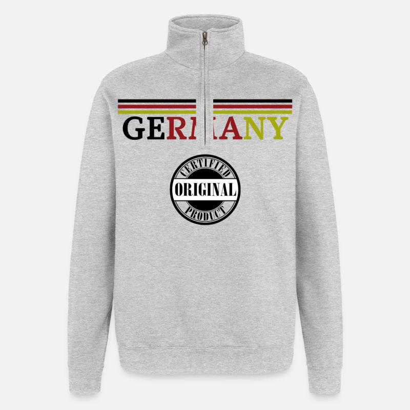 German Pride, drapeau de l’Allemagne - Sweat à zip 1/4 - gris chiné