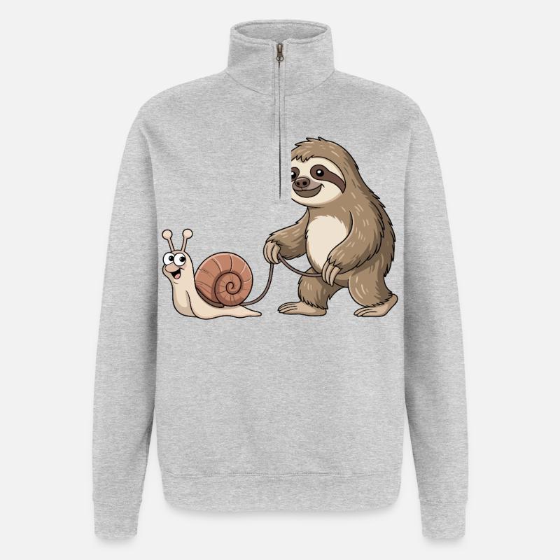 Sloth and snail - Quarter-Zip Sweatshirt - heather grey