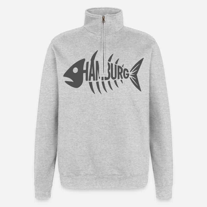 Hamburger Grätenkult - Quarter-Zip-Sweatshirt - Grau meliert
