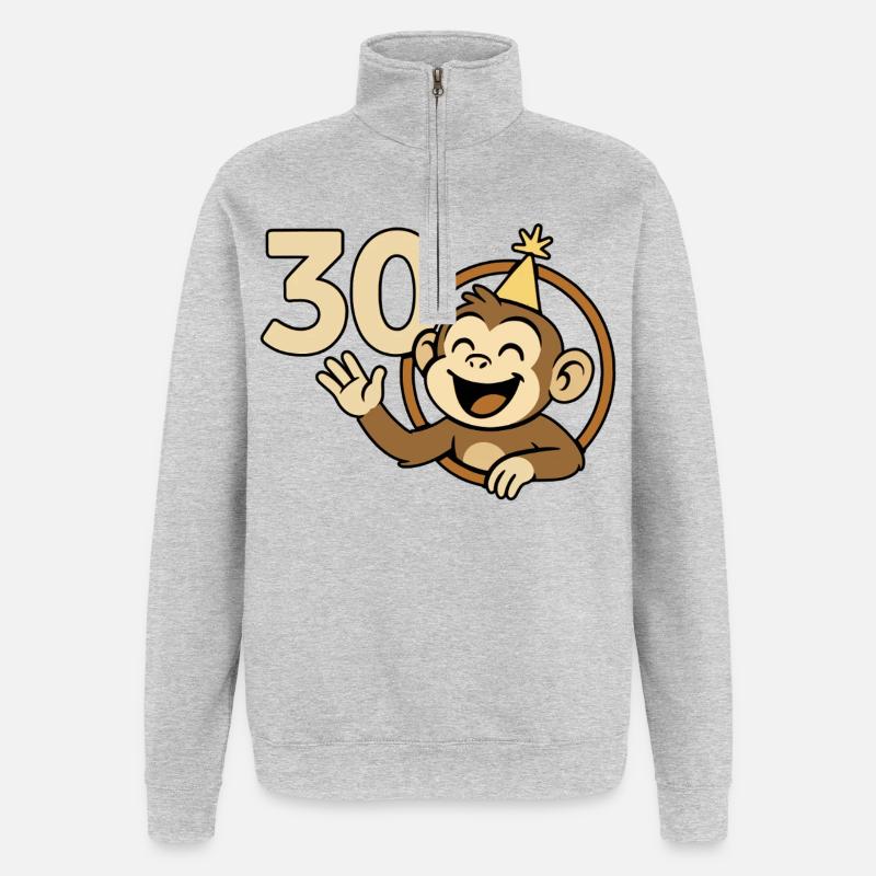 Affenstark mit 30 - Quarter-Zip-Sweatshirt - Grau meliert