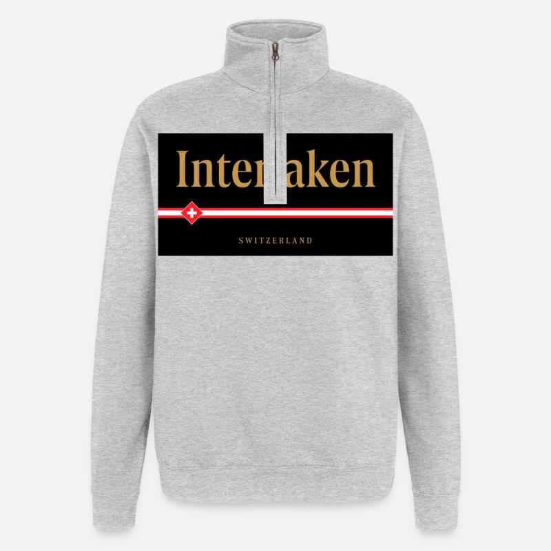 Interlaken Schweizer Goldschrift Design - Quarter-Zip-Sweatshirt - Grau meliert