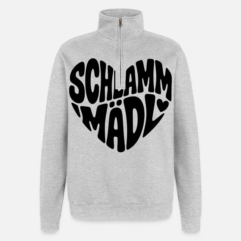 Schlamm Mädl  - Quarter-Zip-Sweatshirt - Grau meliert