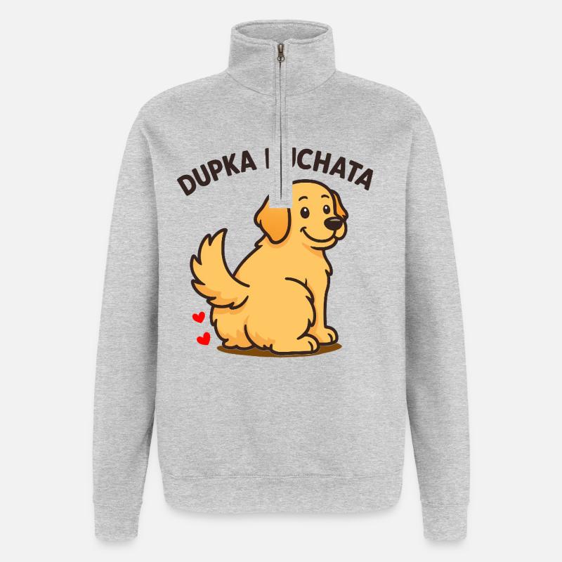 FLUFFY - süßes Hündchen - Quarter-Zip-Sweatshirt - Grau meliert