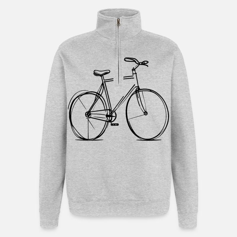 Tracé de lignes de vélo - Sweat à zip 1/4 - gris chiné