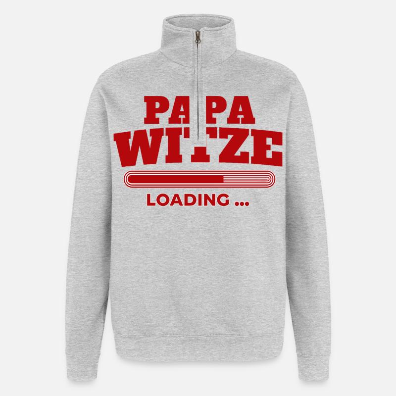 PapaWitze Loading Bar - Quarter-Zip-Sweatshirt - Grau meliert
