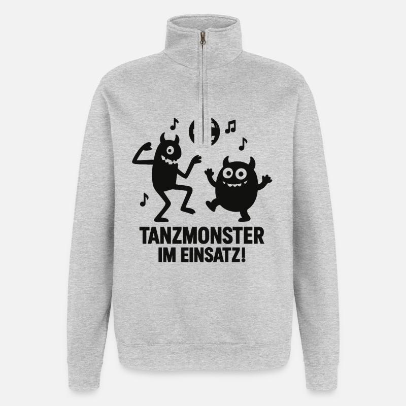 Tanzmonster Einsatz Disco - Quarter-Zip-Sweatshirt - Grau meliert