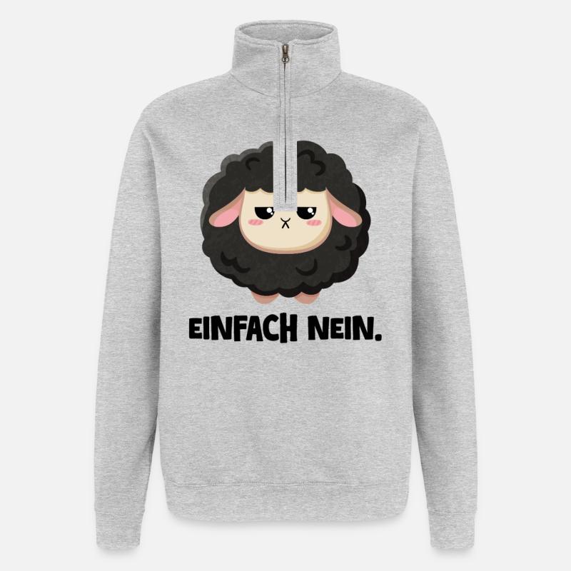 Grumpy Schaf Einfach nein - Quarter-Zip-Sweatshirt - Grau meliert