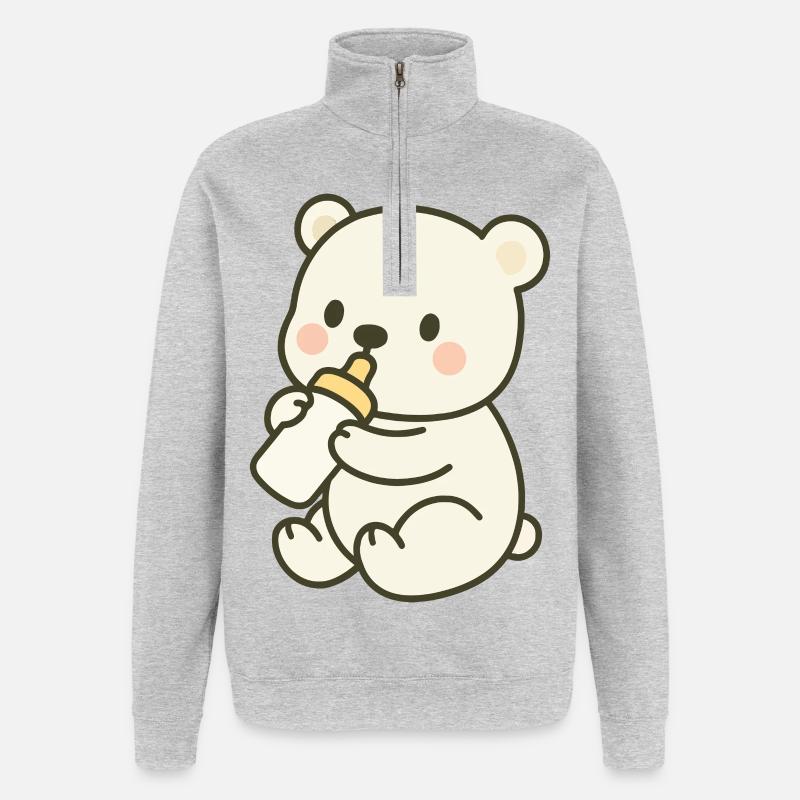 Milchzeit im Eis - Quarter-Zip-Sweatshirt - Grau meliert