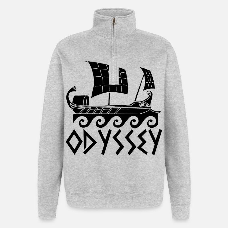Ulysse et son odyssée (noir) - Sweat à zip 1/4 - gris chiné