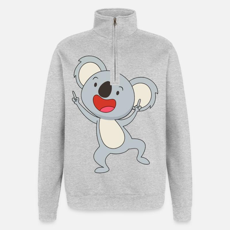Koala dansant Joy - Sweat à zip 1/4 - gris chiné