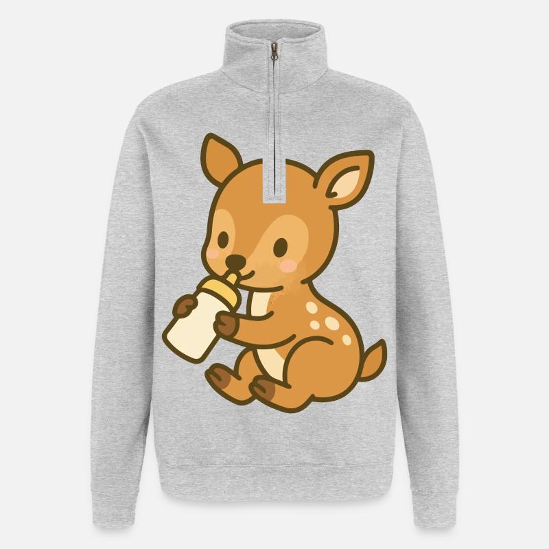 Fläschchen-Kitzliebe - Quarter-Zip-Sweatshirt - Grau meliert
