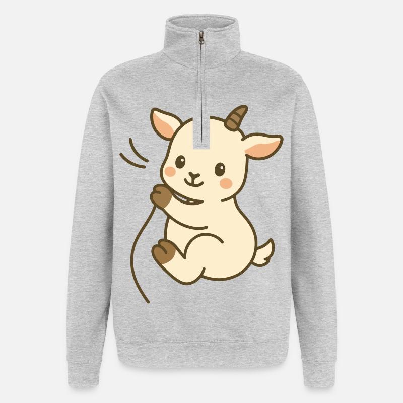 Kuschelzeit mit Zicklein - Quarter-Zip-Sweatshirt - Grau meliert