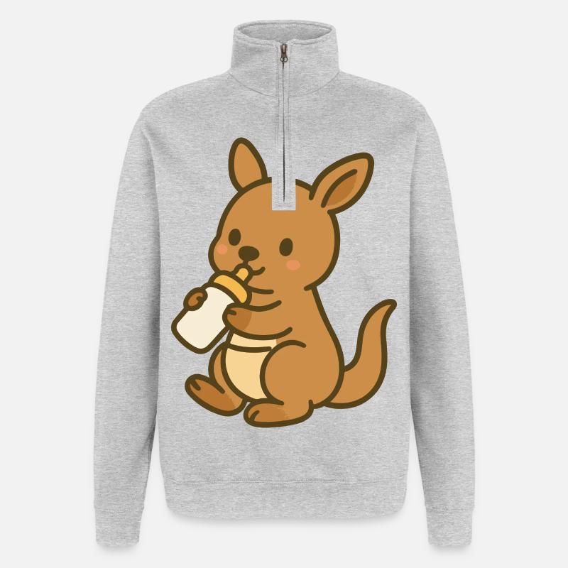 Milchzeit im Beutel - Quarter-Zip-Sweatshirt - Grau meliert