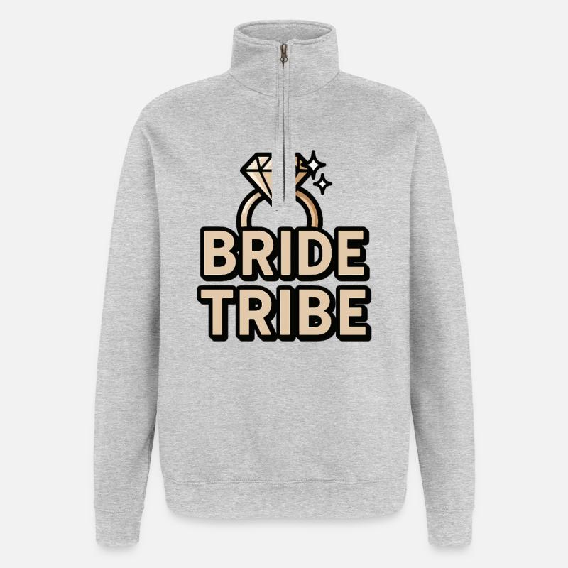 Bride Tribe EVJF bague dorée chic - Sweat à zip 1/4 - gris chiné