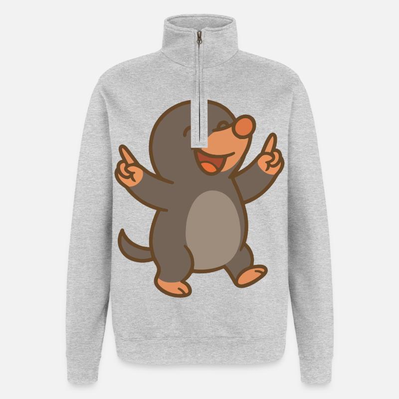 Dancing Mole - Quarter-Zip Sweatshirt - heather grey