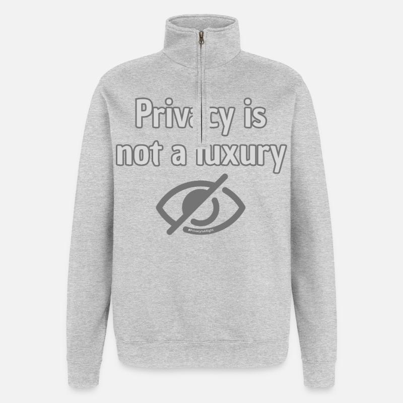 Privacy Not Luxury -Top-Statement für Privatsphäre - Quarter-Zip-Sweatshirt - Grau meliert