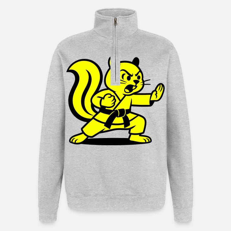 Karaté Écureuils ! - Sweat à zip 1/4 - gris chiné