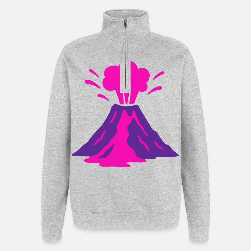 Vulkanausbruch in pink - Quarter-Zip-Sweatshirt - Grau meliert
