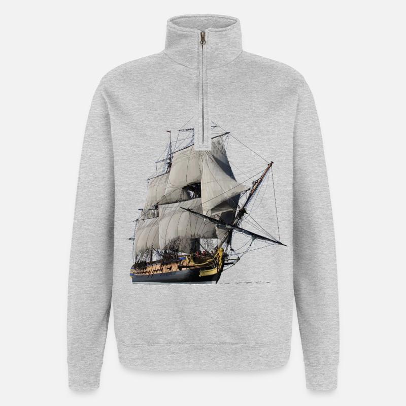 Segelschiff - Quarter-Zip-Sweatshirt - Grau meliert